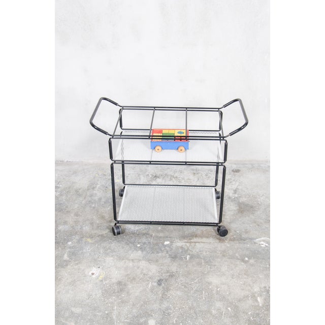 Metal Vintage Serving Trolley attributed to Tjerk Reijenga for Pilastro, 1980s For Sale - Image 7 of 9