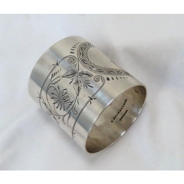 Large Beautifully Hand Engraved Antique American Victorian Sterling Silver Napkin Ring For Sale - Image 13 of 13