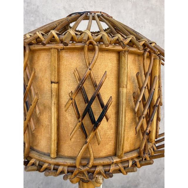 Vintage French Table Lamp in Rotin, 1960s For Sale - Image 9 of 13