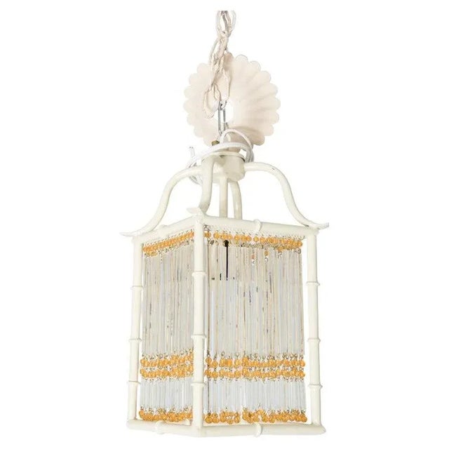 Mid 20th Century Small White Chinoiserie Faux Bamboo Metal Lanterns For Sale - Image 13 of 13
