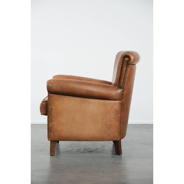 Vintage Brown Sheepskin Armchair For Sale - Image 5 of 13