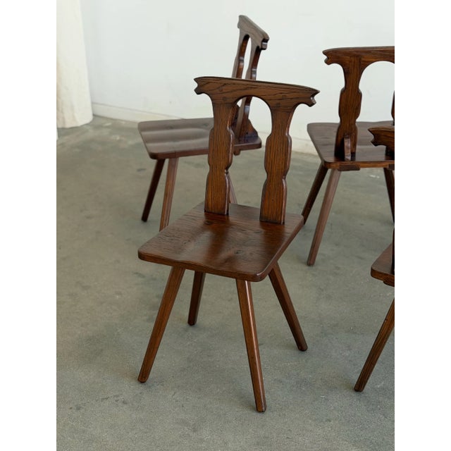 1940s Antique Carved Oak Revival Dining Chairs — Set of 6 For Sale - Image 5 of 18