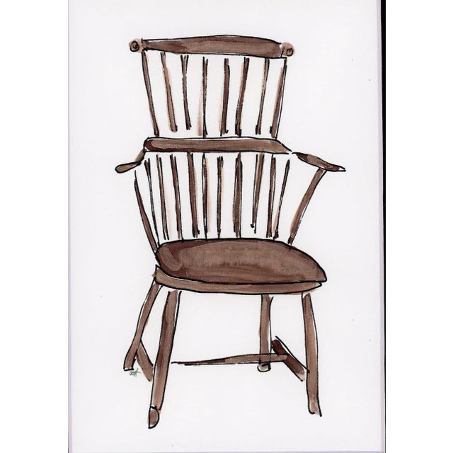 2020s Vintage Chair Still Life Watercolor and Ink Painting "Achievement of Maturity" by JJ Hogan For Sale - Image 5 of 9