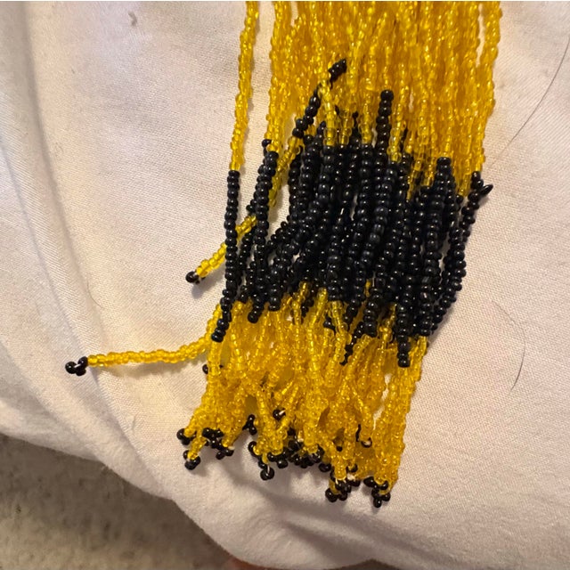 Elegant Vintage Gold & Black Glass Beaded Folk-Art Belt, Sash or Scarf, 80” Long For Sale - Image 4 of 9