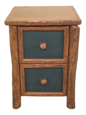1990s Adirondack Style 2 Drawer Oversized Nightstand
