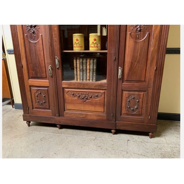 Antique Art Nouveau Walnut Bookcase, 1910 For Sale - Image 12 of 13