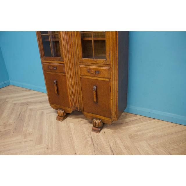 Art Deco Display Cabinet in Glazed Oak, 1930s For Sale - Image 6 of 11