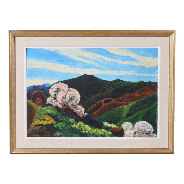 John B. Hinna, Mountain Landscape, 1970, Oil on Panel, Framed For Sale
