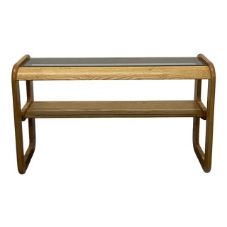 Mersman Organic California Modern Oak Bellaire Console Table With Inset Smoked Glass For Sale