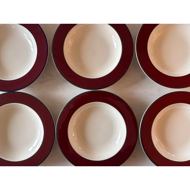 Set of 6 Pagnossin Ironstone Burgundy Soup Bowls For Sale In Austin - Image 6 of 8