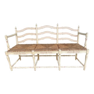1960’s French Provincial Bench With Rush Seat For Sale