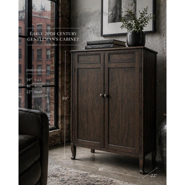 Vintage Gentleman’s Dressing Cabinet in Old Chapel Satin Walnut™ — Refinished Bar Conversion, Bookmatched Walnut Doors For Sale - Image 11 of 12