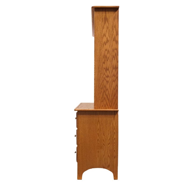 Ragazzi Furniture Solid Oak Early American Country 52" Dresser W. Bookcase Hutch - Made in Quebec For Sale - Image 10 of 14