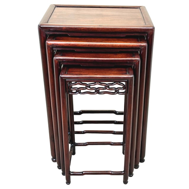 Oriental Hardwood Nesting Tables, 1870, Set of 4 For Sale - Image 11 of 12