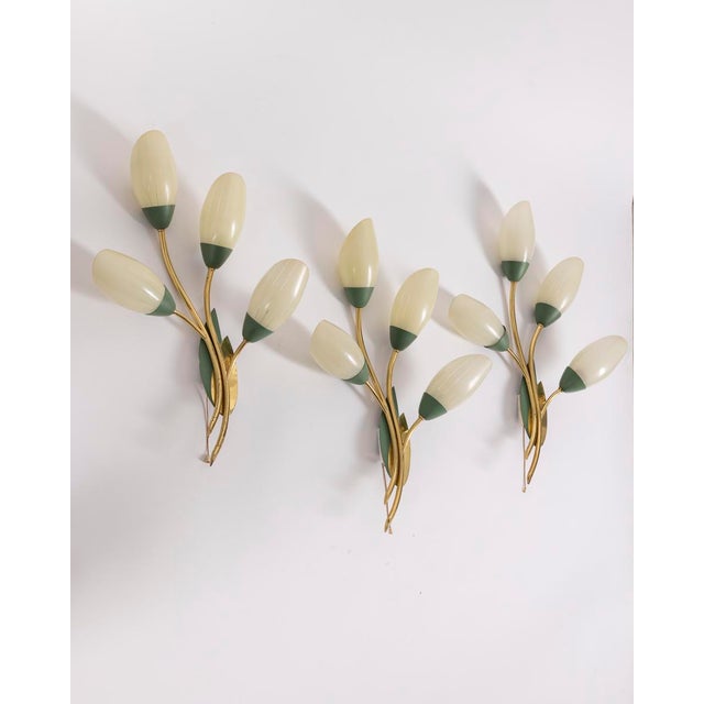 Vintage Italian Floral Style Wall Lamps, 1950s, Set of 3 For Sale - Image 10 of 15