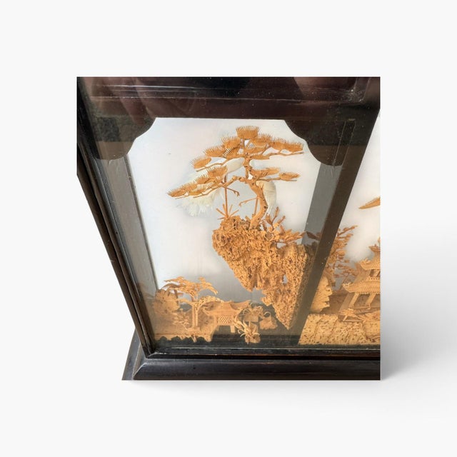Large Mid‑20th C Chinese Cork Carving Diorama – Pagodas, Bridges & Landscape Scene For Sale - Image 6 of 9