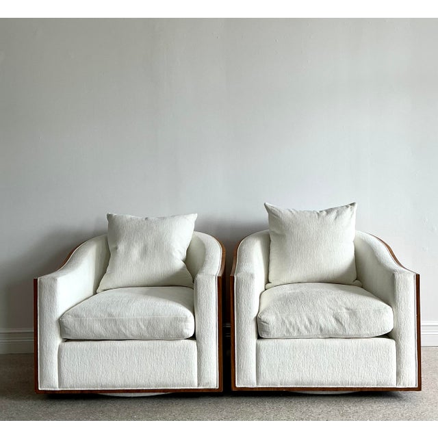 White Vintage Kreiss Mambo Wood Swivel Chairs - A Pair For Sale - Image 8 of 12