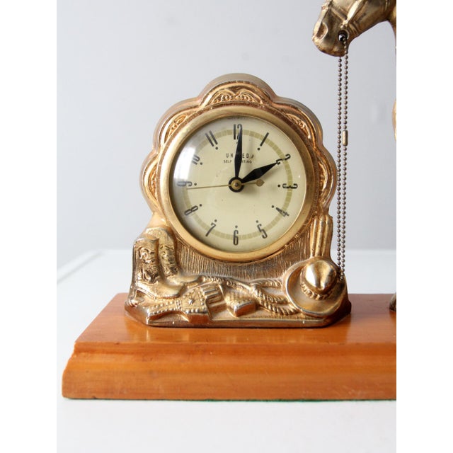 Mid 20th Century Mid Century United Self-Starting Horse Clock For Sale - Image 5 of 12