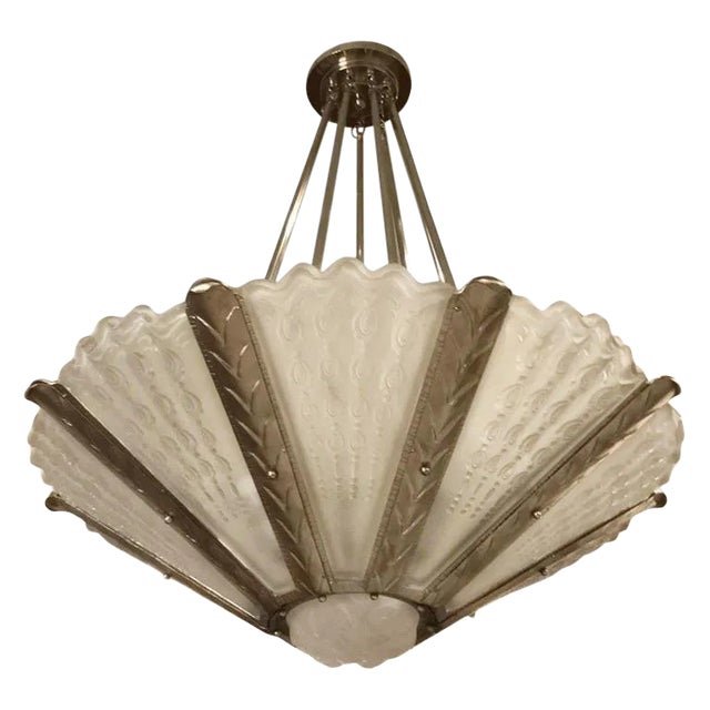 French Art Deco Chandelier by Gênet Et Michon For Sale