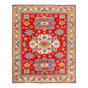 Red Color Fine Hand Knotted Kazak Rug