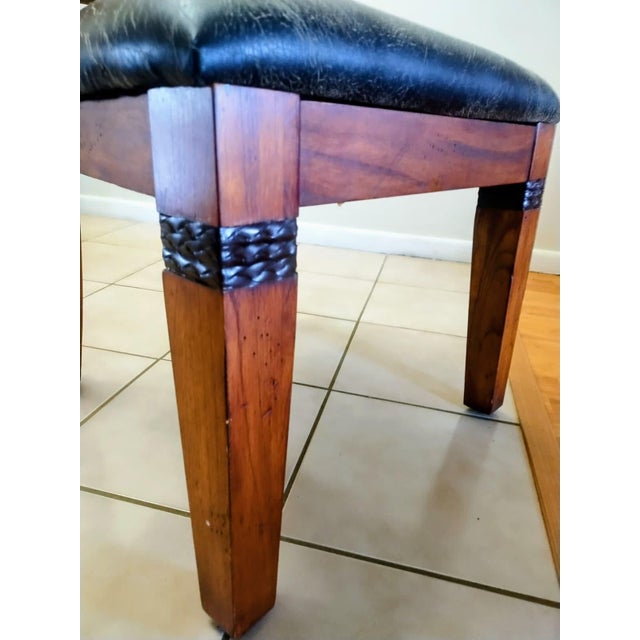 2000 - 2009 Four Solid Wood Dining Chairs, Decorated With Leather Strips. For Sale - Image 5 of 6