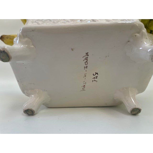 White Italian Majolica Mid-Century Ceramic Fruit Centerpiece Basket For Sale - Image 8 of 11