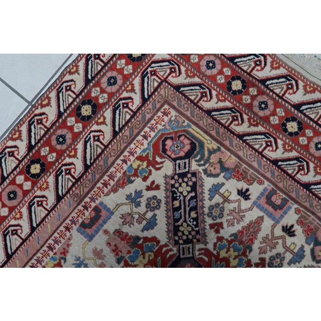 1950s Handmade Vintage Caucasian Zeyhur Rug 4.2' X 7.4' (130cm X 228cm) For Sale - Image 10 of 13