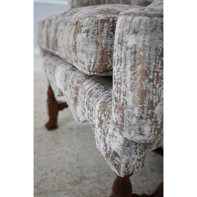 Pair of Tall Back William & Mary Style Wing Chairs For Sale - Image 14 of 18