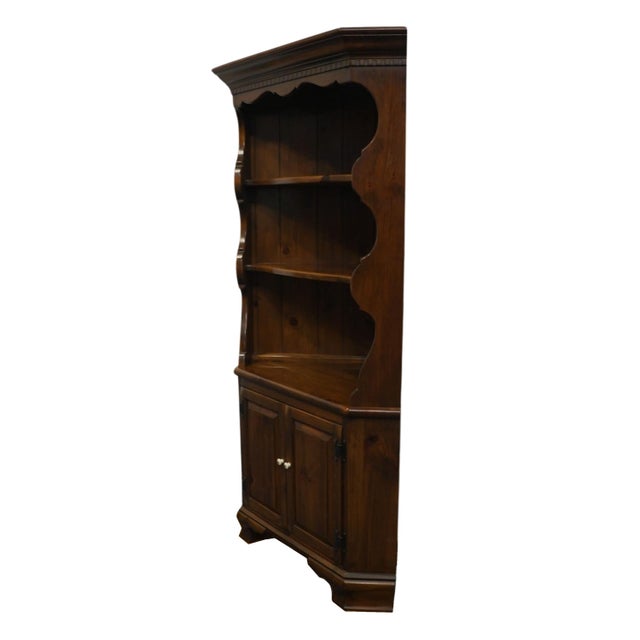 ETHAN ALLEN Antiqued Pine Old Tavern Rustic Americana 40" Corner Cabinet / Bookcase 12-6018 74.5" High 40.5" Wide 20.5"...