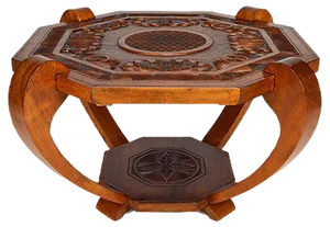 Art Deco Colonial Carved Coffee Table, 1930s