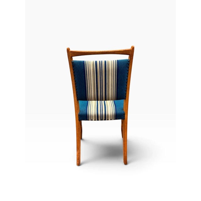 Brass Set of Six Danish Oak Dining Chairs by Henning Kjærnulf For Sale - Image 8 of 12