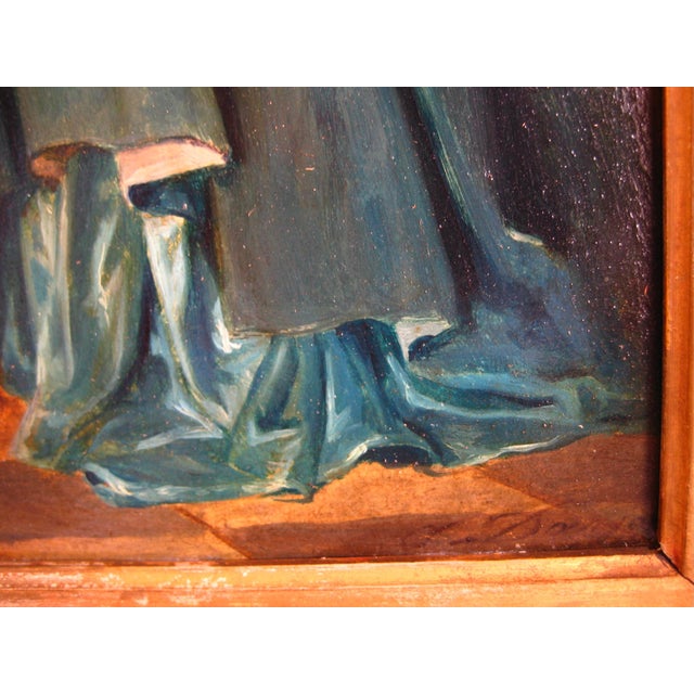 Portrait of a Lady Holding a Bird French Oil Painting Alfred Henri Darjou For Sale - Image 14 of 17