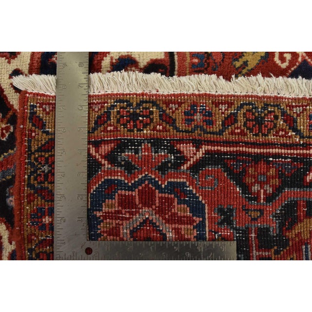 Heriz Rug 8’7” X 12’5” Red Wool Vintage Traditional Hand-Knotted Carpet For Sale - Image 15 of 15