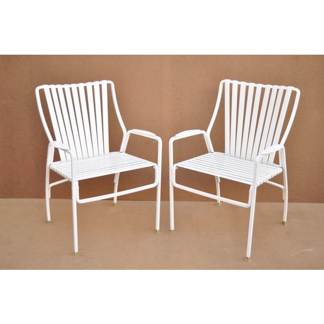 Vintage Mid Century White Aluminum Vinyl Strap Patio Outdoor