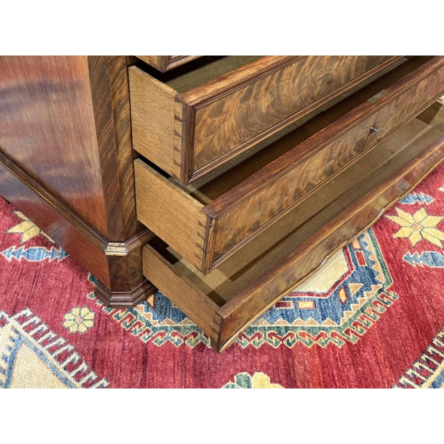 Wood Napoleon III Commode in Mahogany with Oak and White Marble Top, 1800s For Sale - Image 7 of 18