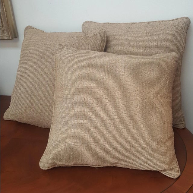 Contemporary Taupe Matching Throw Pillows - Set of 3 For Sale - Image 4 of 7