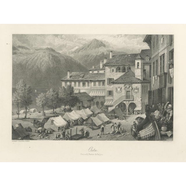 Orta San Giulio Marketplace on Lake Orta after Birket Foster, 1878 For Sale - Image 9 of 9