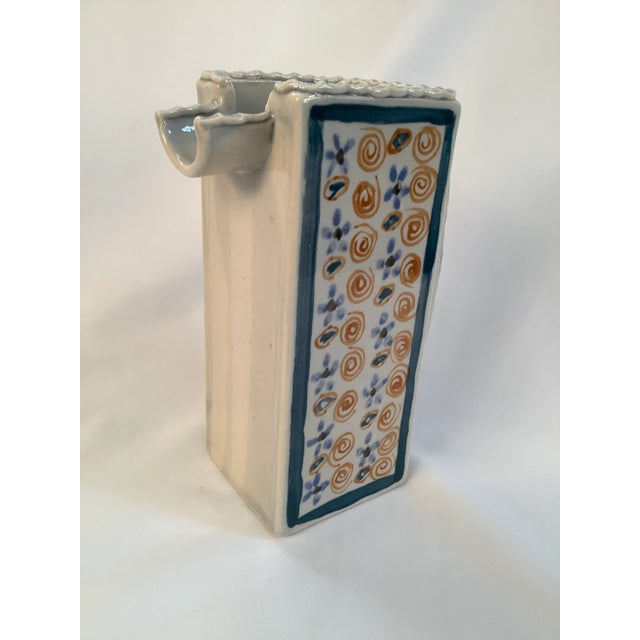 Boho Chic 1970s Handmade Glazed Pottery Pitcher For Sale - Image 3 of 11