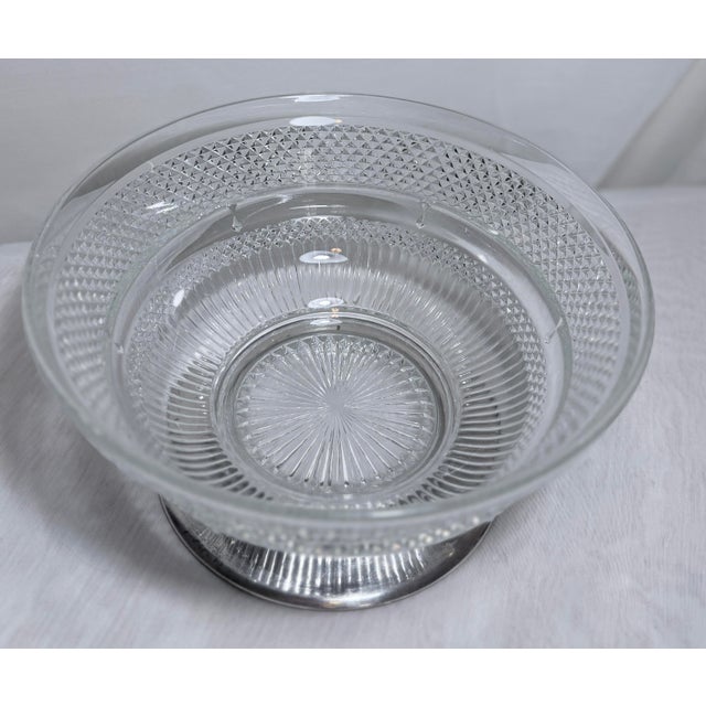 Vintage English Lead Crystal Bowl With Removable Silver Plate Base For Sale - Image 4 of 9