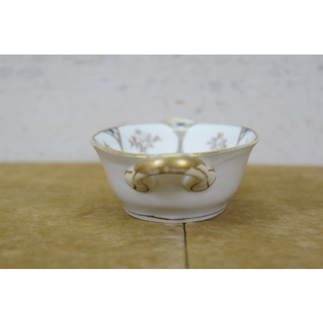 Early 20th Century Antique Noritake Art Deco Blue & Gold Roses Oval Serving Dish Compote 8" For Sale - Image 5 of 13