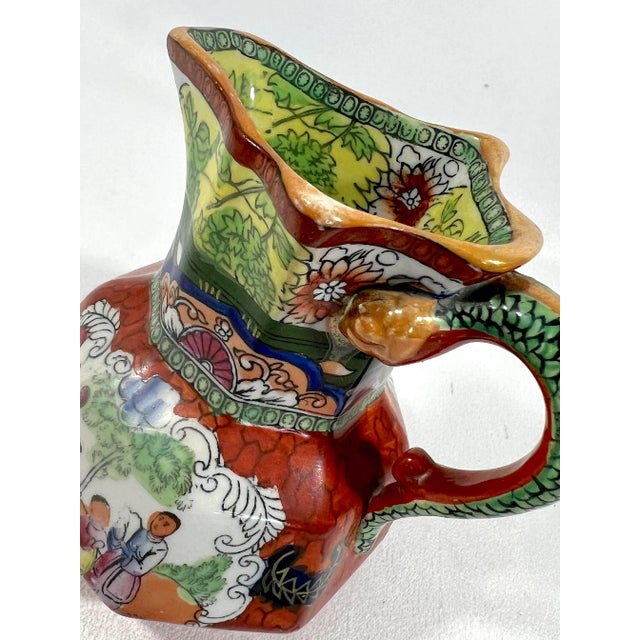 Paint Rare Masons Ironstone Chinoiserie‘ Red Scale Conversation Group’ Hydra English Porcelain Jug, C1835 For Sale - Image 7 of 7