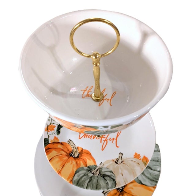 Custom 3-Tier Autumn Pumpkin Serving Stand & Centerpiece For Sale - Image 4 of 5