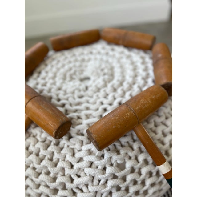 Wood 1970s Painted Band Wood Croquet Mallets-Set of 6 For Sale - Image 7 of 10