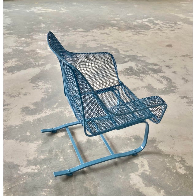 1950s Cerulean Blue Russell Woodard Sculptura Loveseat + Cantilevered "Springer" Chair, Set of 2 For Sale - Image 5 of 12