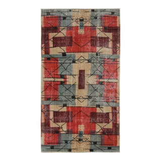 1960s Vintage Zeki Müren Rug in Red Beige Blue & Black Patterns For Sale