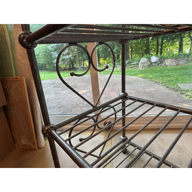 ABC Carpet & Home Vintage Abc Home Wrought Iron Bakers Rack 3 Tier Scroll Etagere Plant Stand Shelf, Attributed For Sale - Image 4 of 10