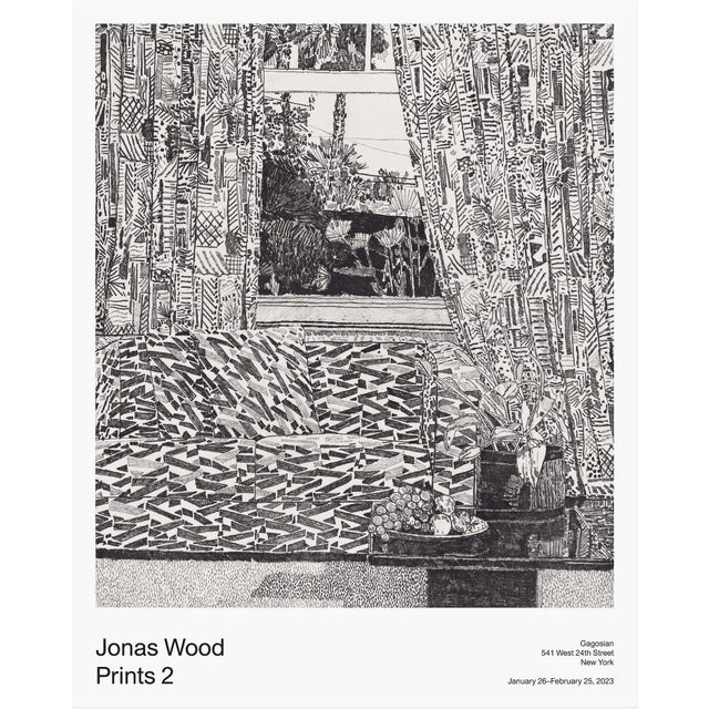 Jonas Wood Poster Pattern Couch Interior With Mar Vista View, 2023 Dimension: 30.0 × 24.0 in | 76.2 × 61 cm Accompanied by...