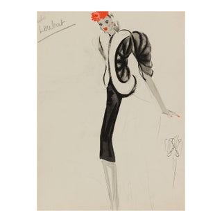 Vintage French Fashion Art Print – Art Deco Woman in Black and White, 36" X 48" For Sale