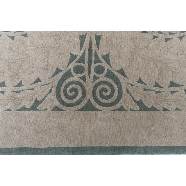 Taupe Art Nouveau Modern Spiral Arabesque Taupe With Forest Green Rug "Nautilus" For Sale - Image 8 of 8