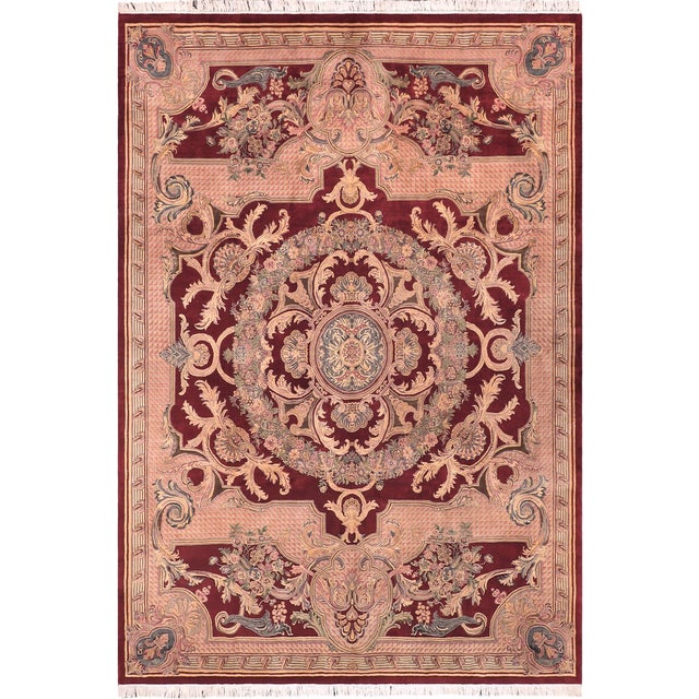 Shabby Chic Pak-Persian Red/Pink Wool Rug - 9'0'' X 11'11'' For Sale In New York - Image 6 of 9